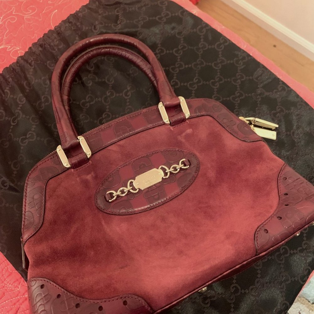 Authentic GUCCI Guccissima Suede/Leather Hand Bag